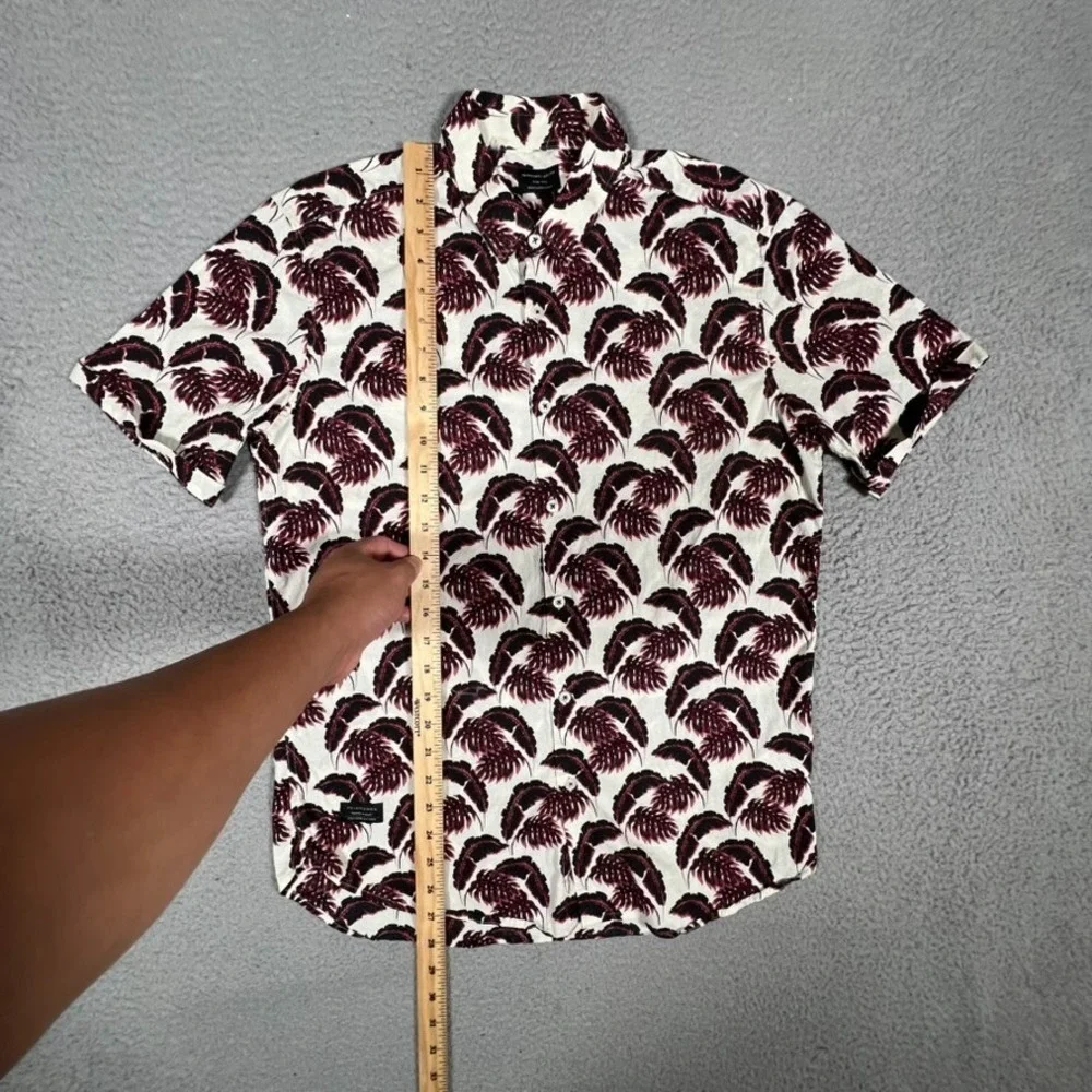 7 Diamonds Shirt Mens Medium Lost in Paradise‎ Leaves All Over Print Button Up